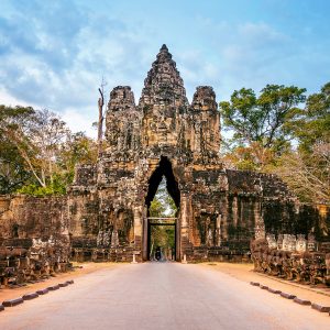 Sculptures In The South Gate Of Angkor Wat, Siem Reap, Cambodia.