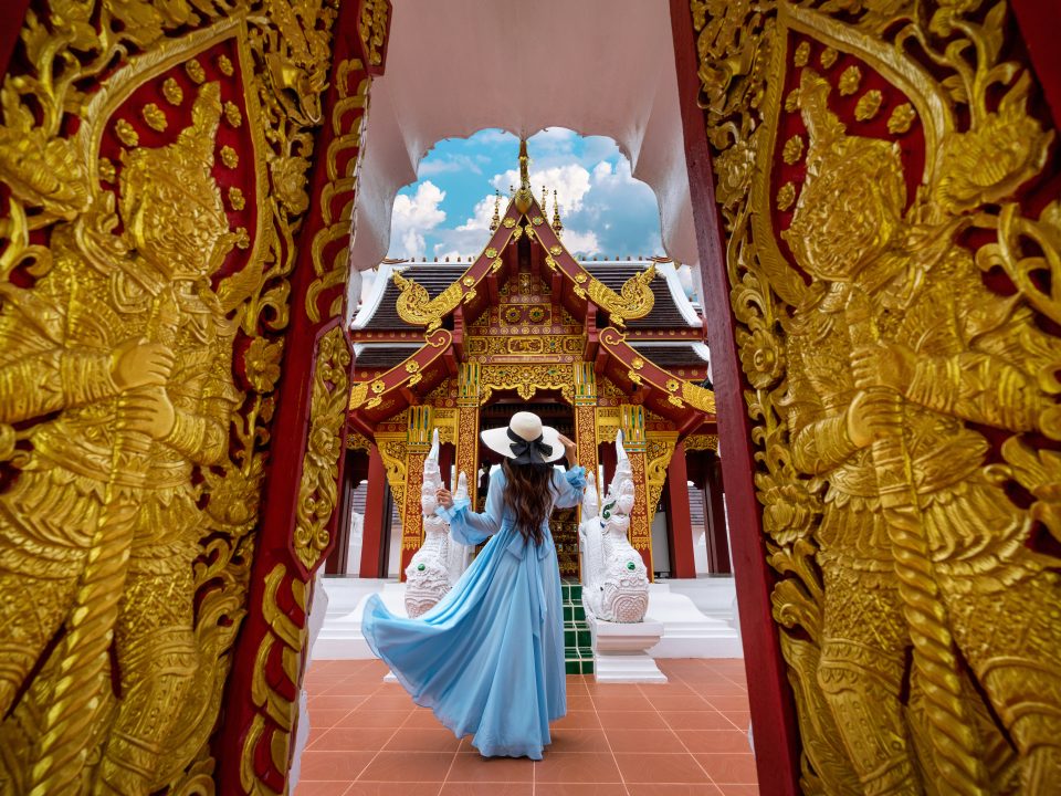 Tourist Visiting At Wat Khua Khrae In Chiang Rai, Thailand.